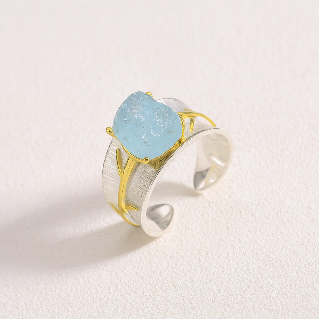 Bague Aigue Marine "Brume Marine" Argent