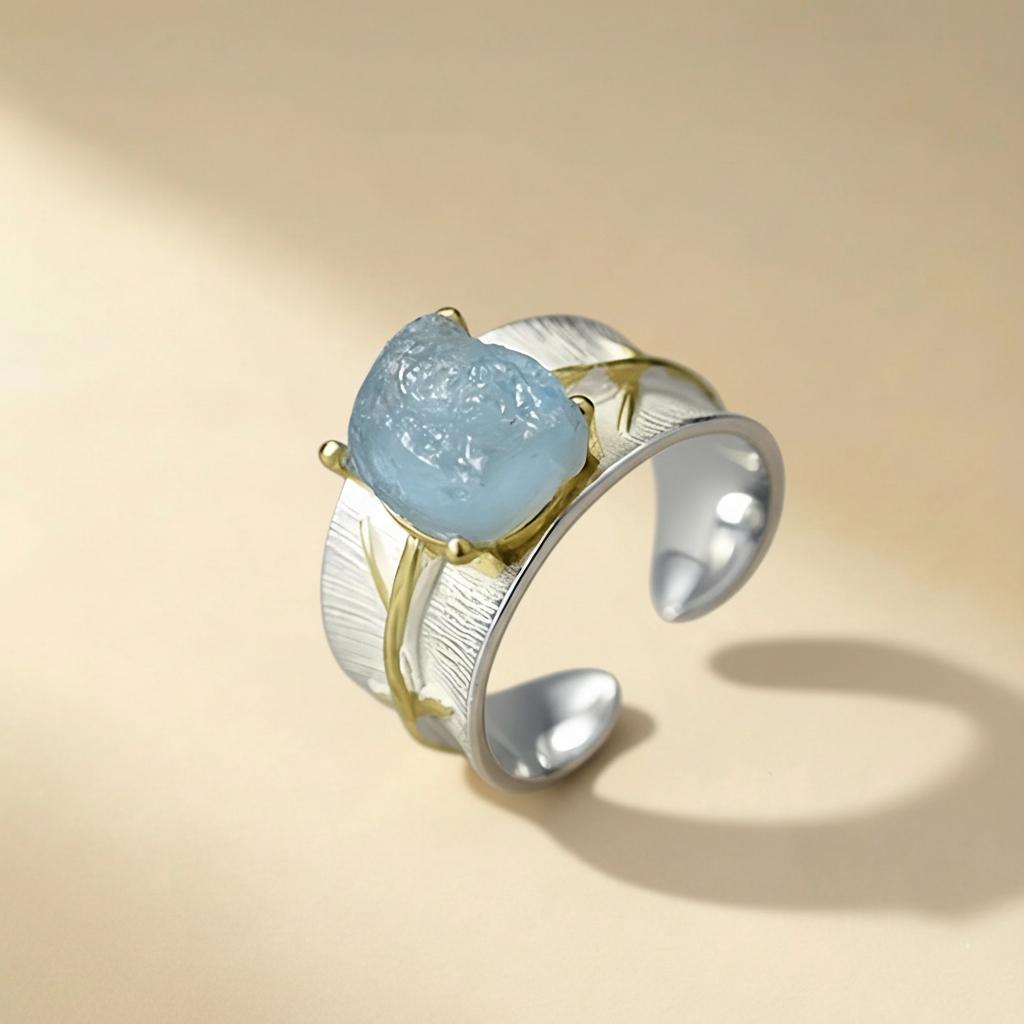 Bague Aigue Marine "Brume Marine" Argent