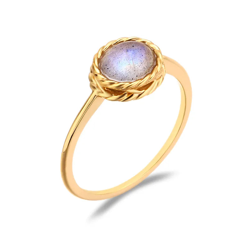Aquamarine or Labradorite Ring "Marine Charm" Gold-Plated Silver
