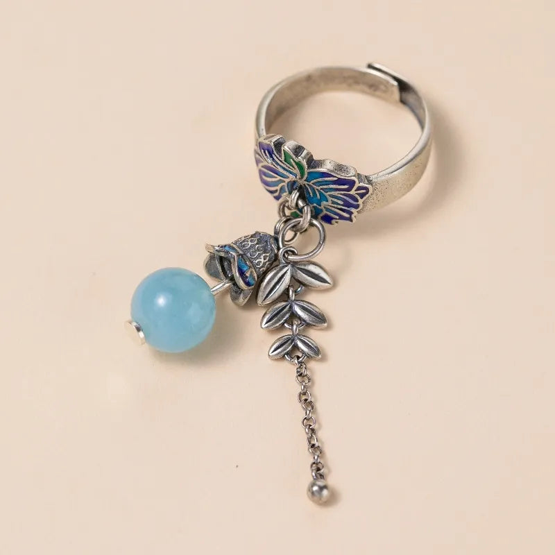 Aquamarine Ring "Flower of the Sky" Silver