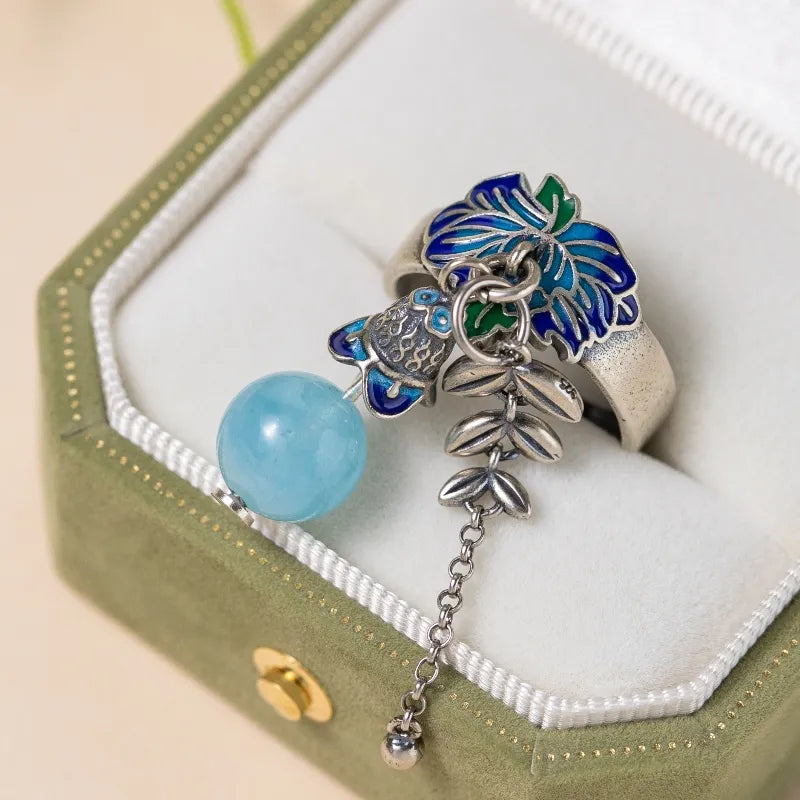 Aquamarine Ring "Flower of the Sky" Silver