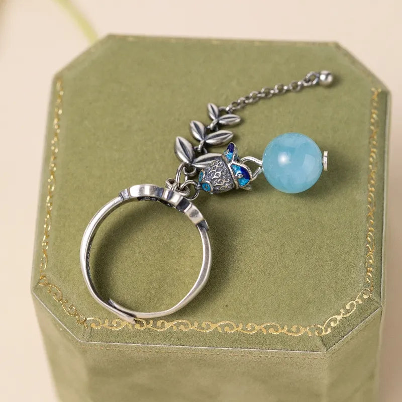 Aquamarine Ring "Flower of the Sky" Silver