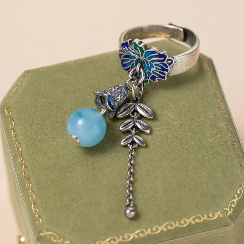 Aquamarine Ring "Flower of the Sky" Silver