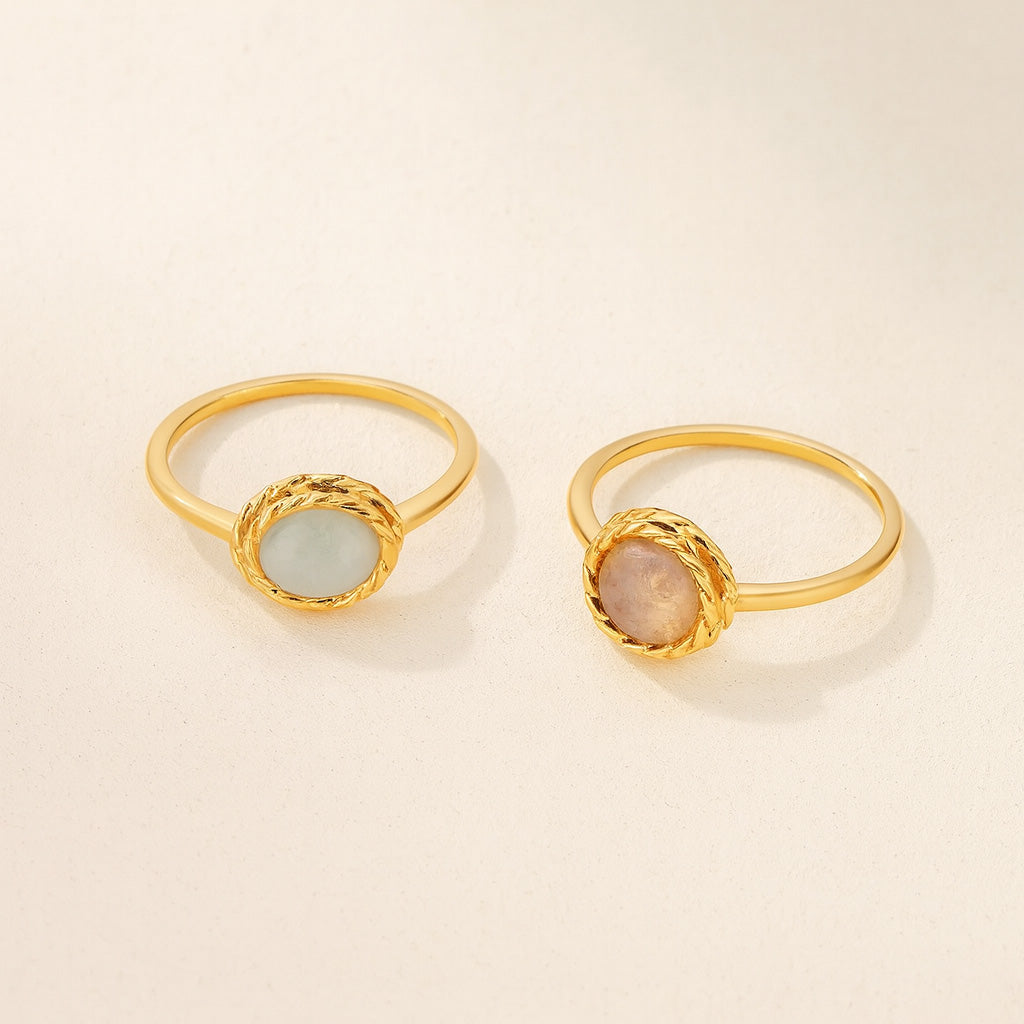 Aquamarine or Labradorite Ring "Marine Charm" Gold-Plated Silver
