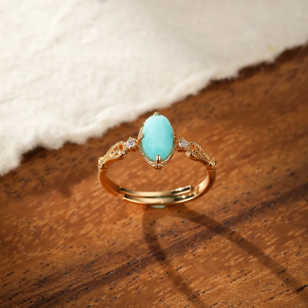 Amazonite Ring "Harmonious Shine" Gold-Plated Silver