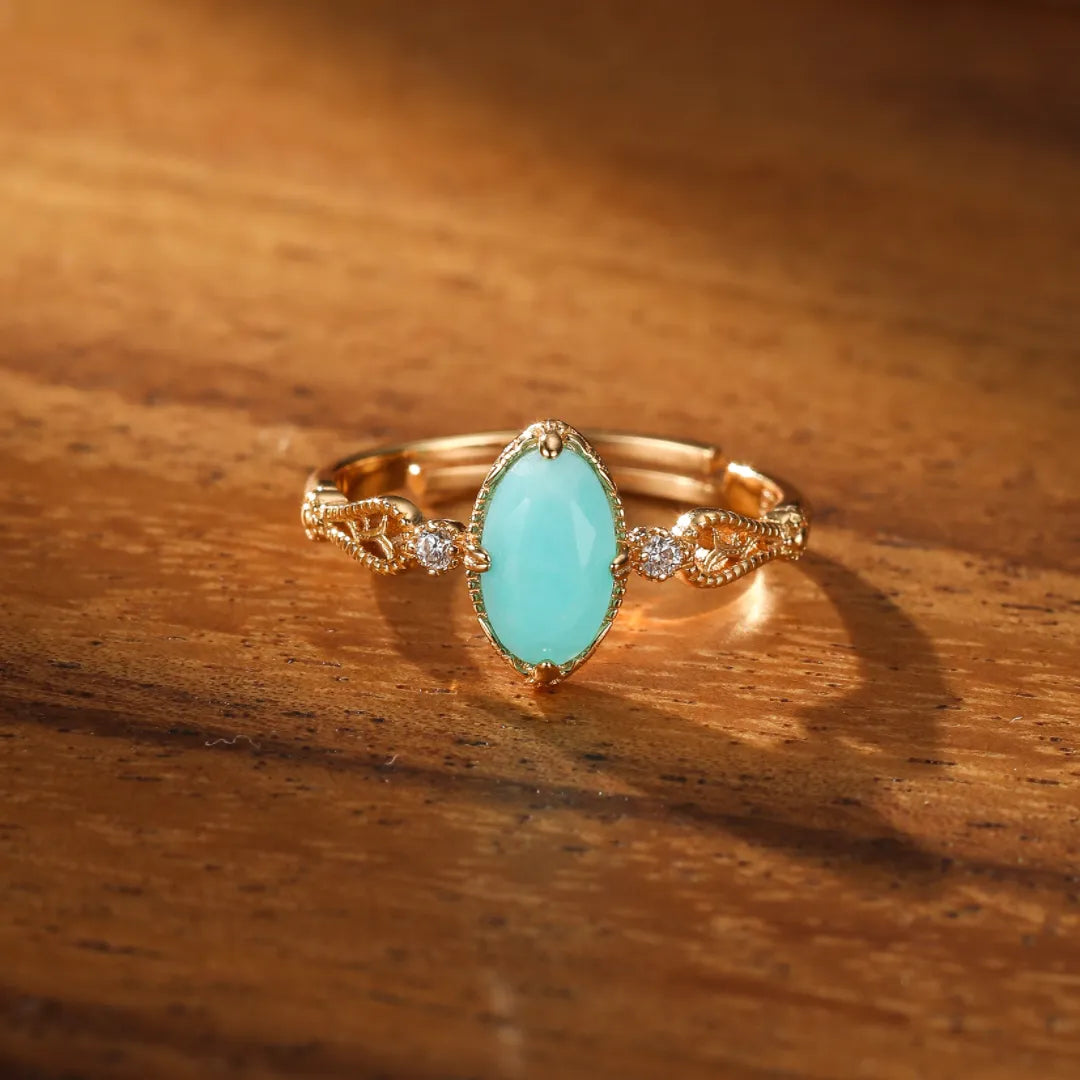 Amazonite Ring "Harmonious Shine" Gold-Plated Silver