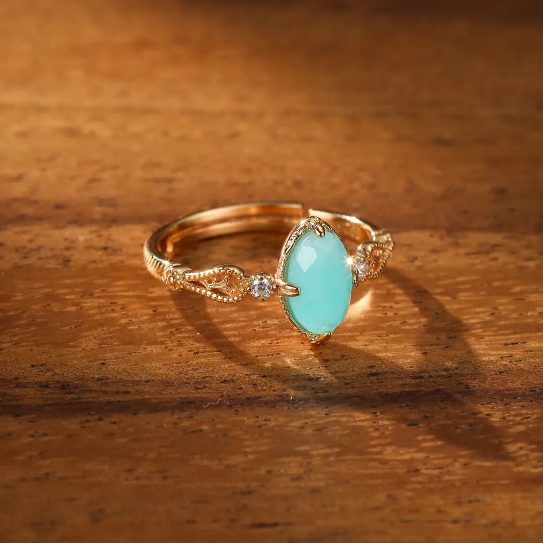 Amazonite Ring "Harmonious Shine" Gold-Plated Silver