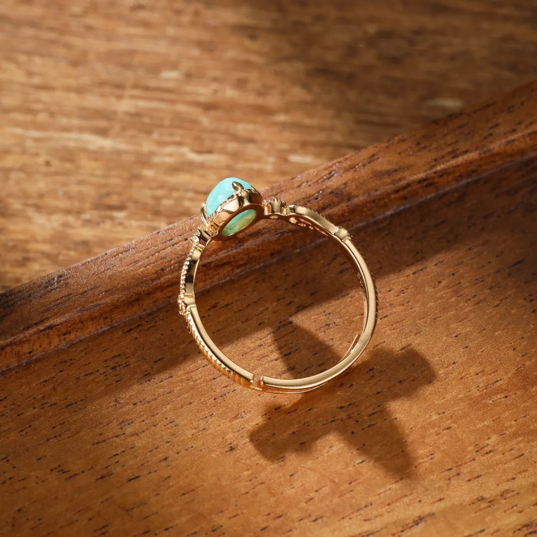 Amazonite Ring "Harmonious Shine" Gold-Plated Silver