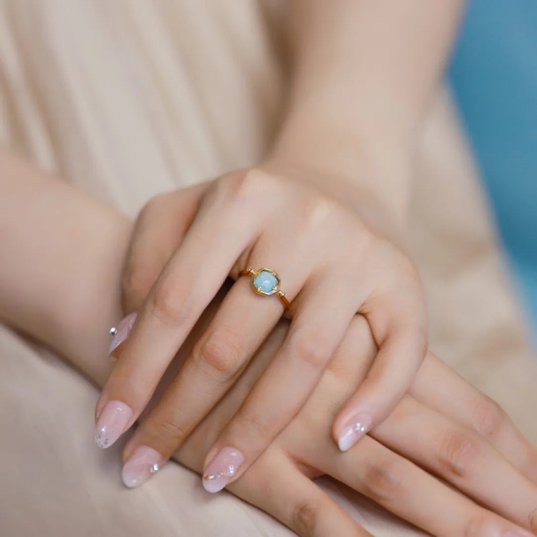 Amazonite Ring "Subtle Shine" Gold-Plated Silver