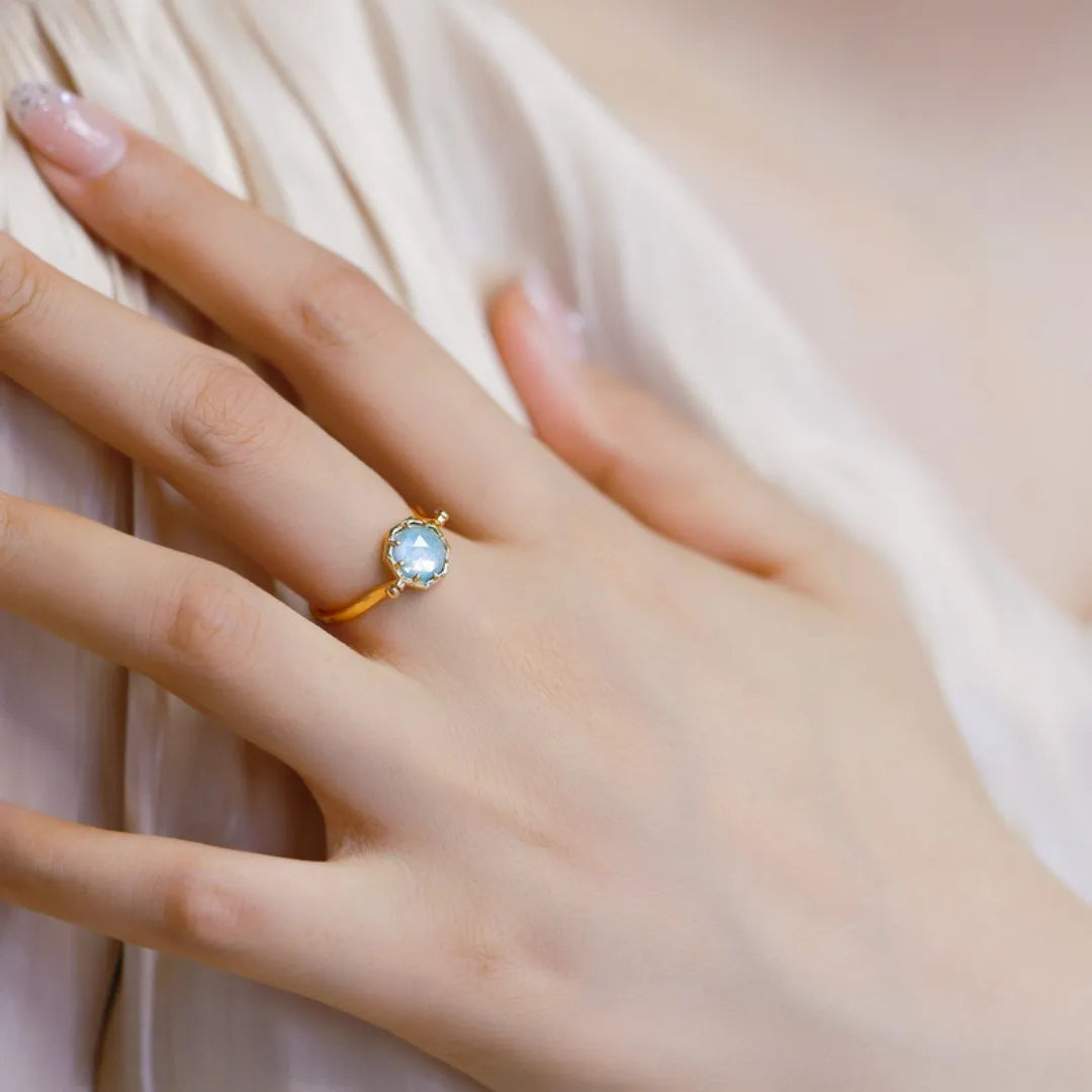Amazonite Ring "Subtle Shine" Gold-Plated Silver