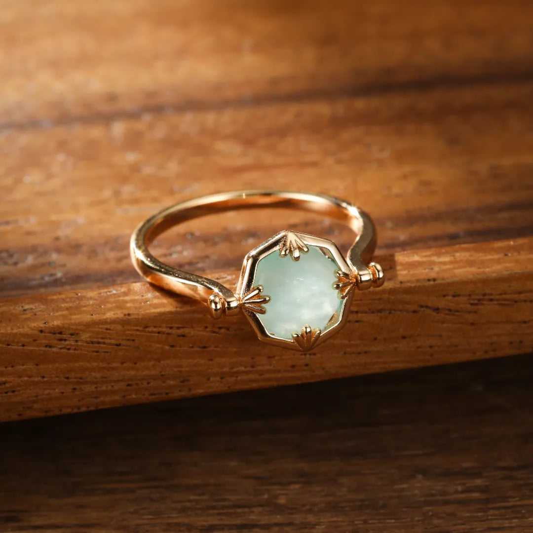 Amazonite Ring "Subtle Shine" Gold-Plated Silver