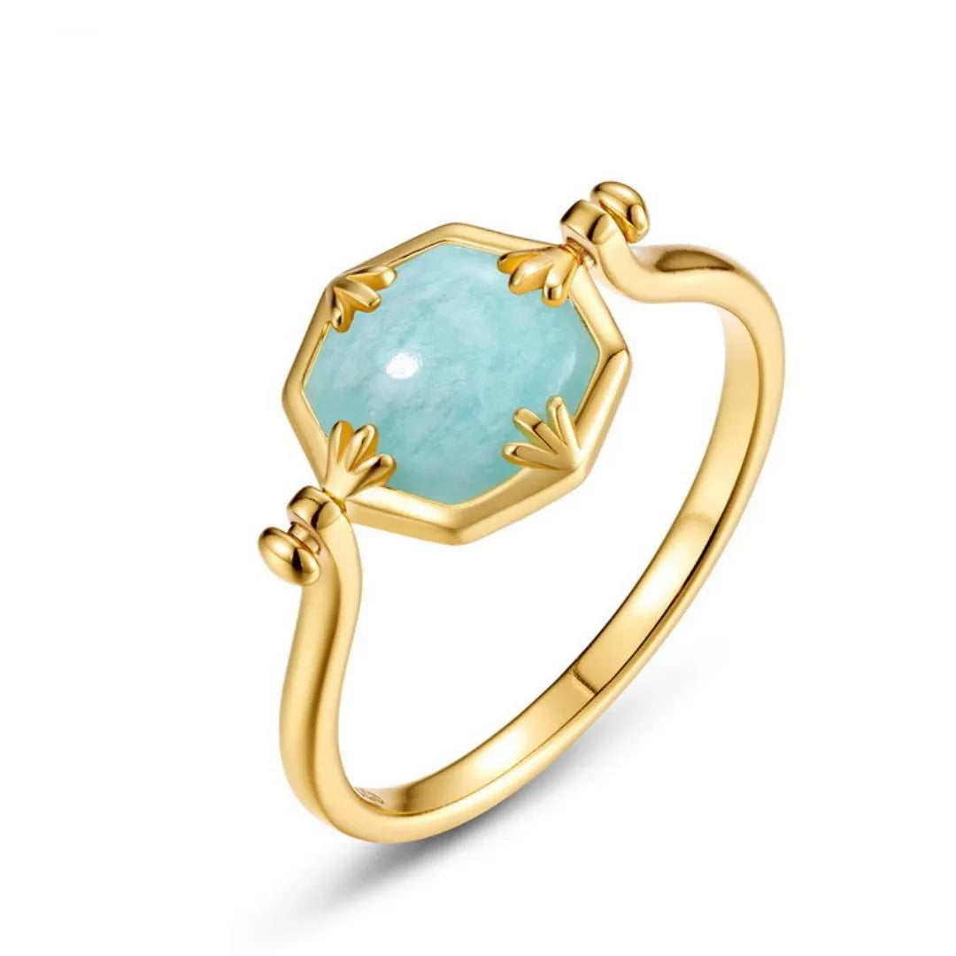 Amazonite Ring "Subtle Shine" Gold-Plated Silver