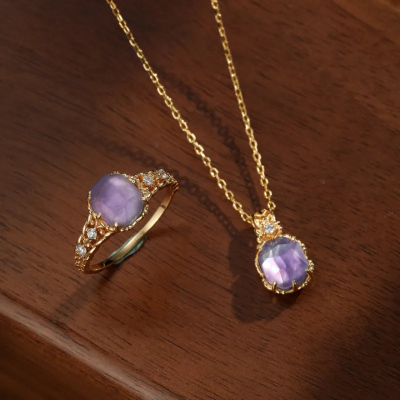 Amethyst Necklace "Lilac Mist" Silver Plated Gold