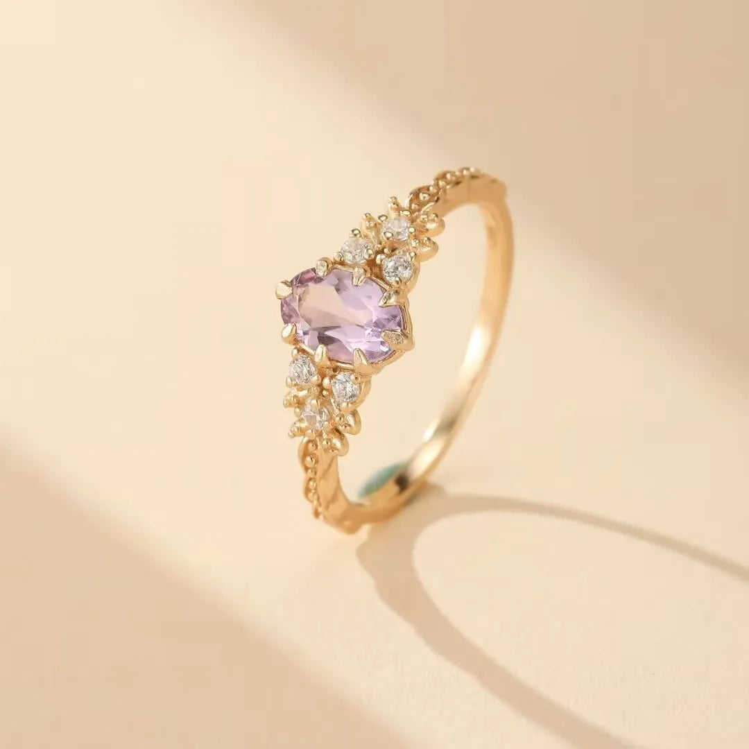 Amethyst Ring "Magical Sparkle" Gold-Plated Silver