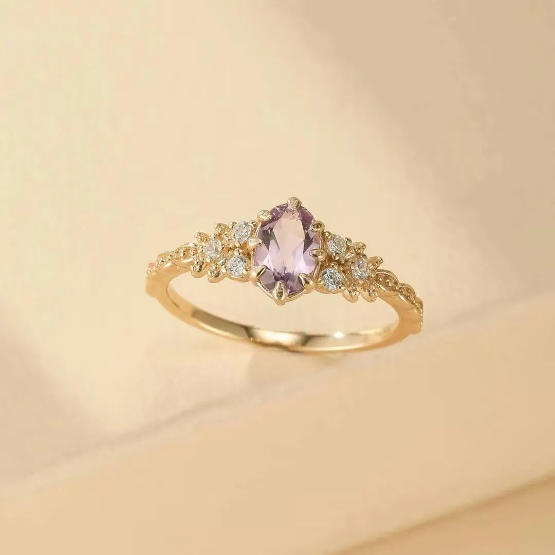 Amethyst Ring "Magical Sparkle" Gold-Plated Silver