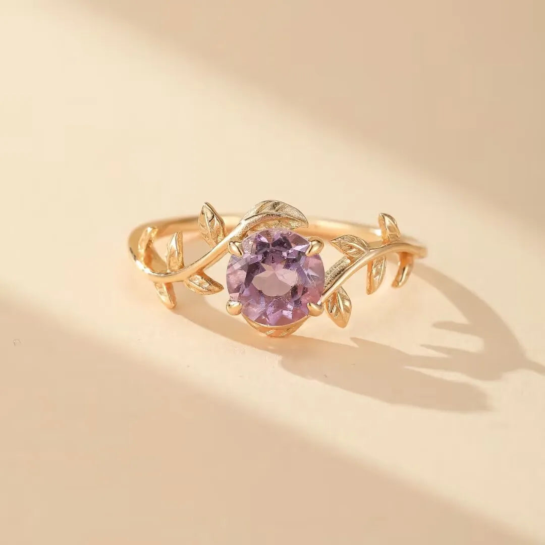 Amethyst Ring "Refined Garden" Gold-Plated Silver