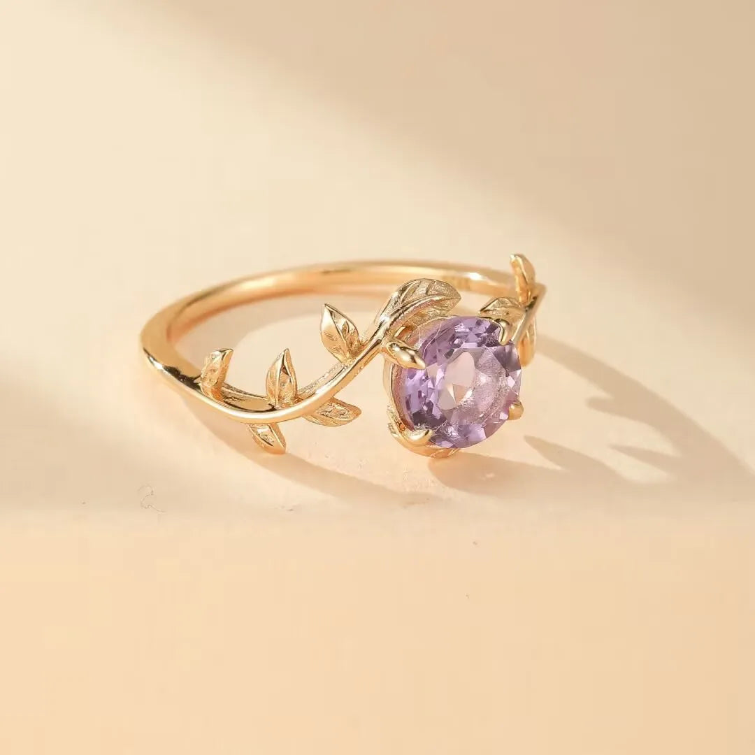 Amethyst Ring "Refined Garden" Gold-Plated Silver