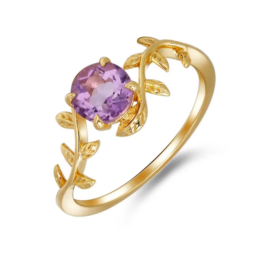 Amethyst Ring "Refined Garden" Gold-Plated Silver