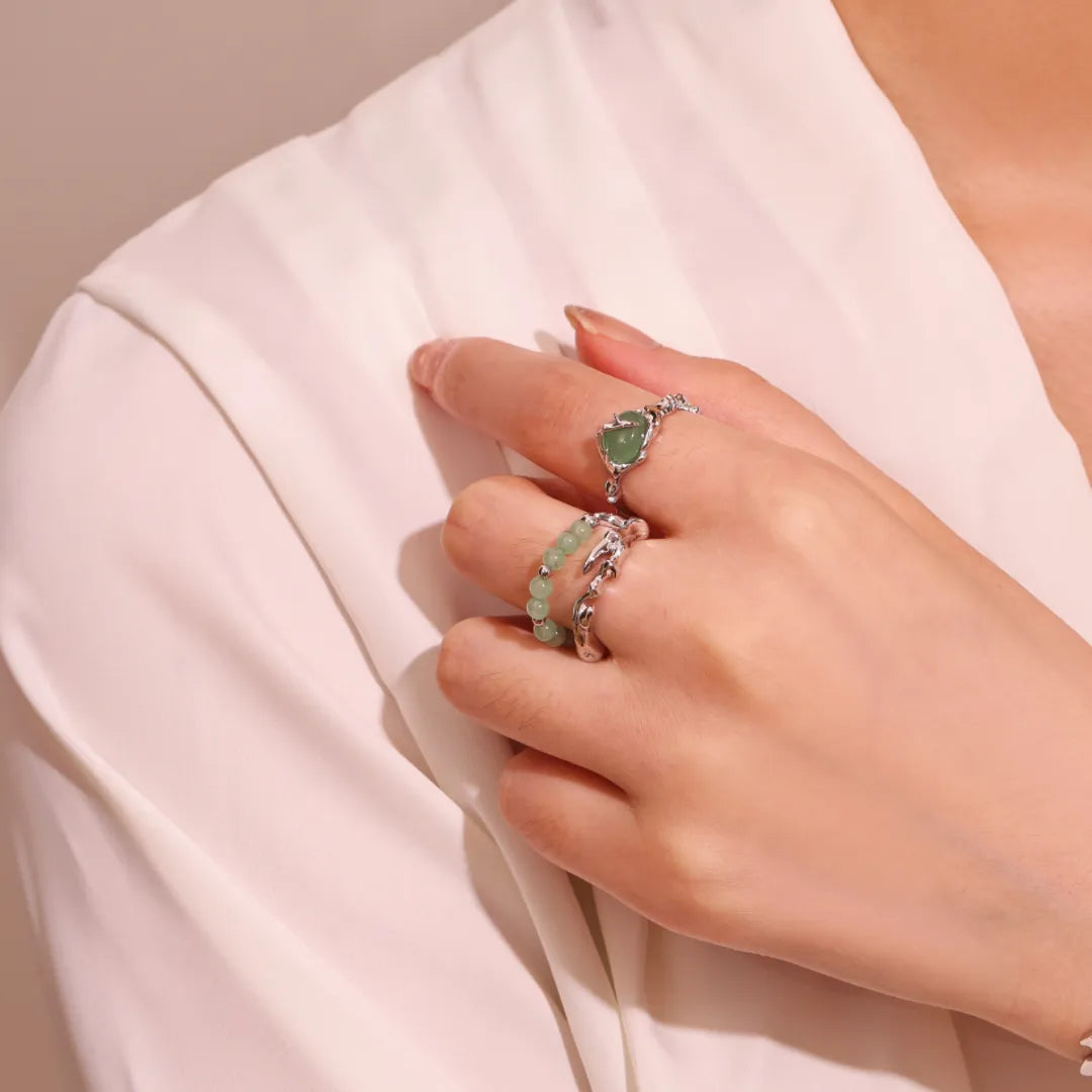 Aventurine Ring "Force of Nature" Silver