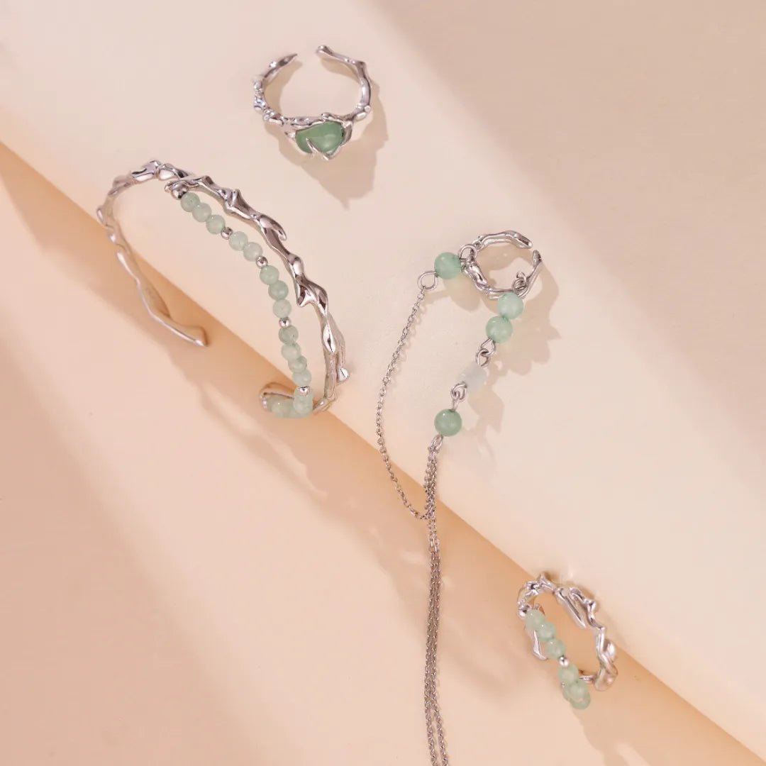 Aventurine Earring "Natural Serenity" Silver