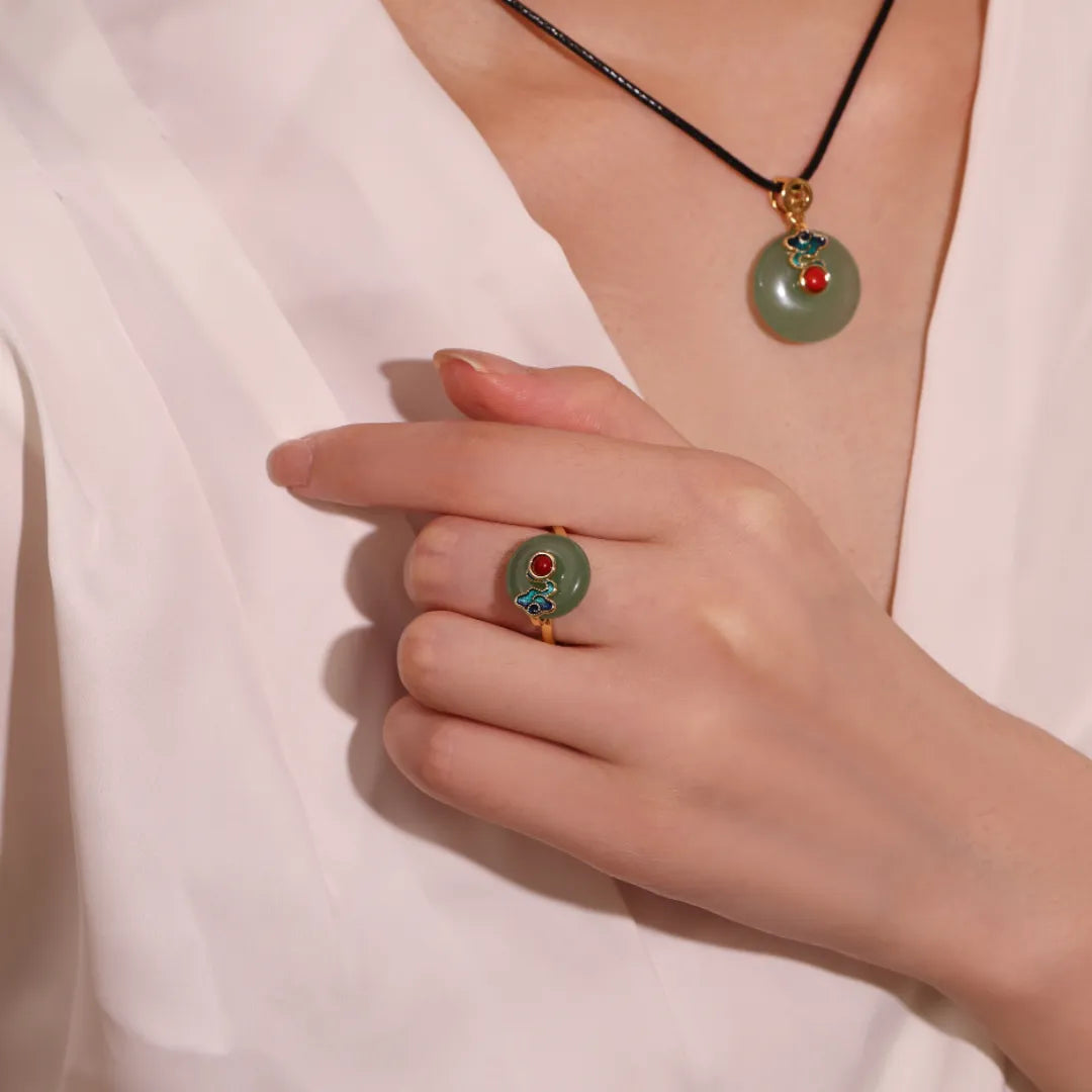 Aventurine Ring "Cloud Dream" Gold