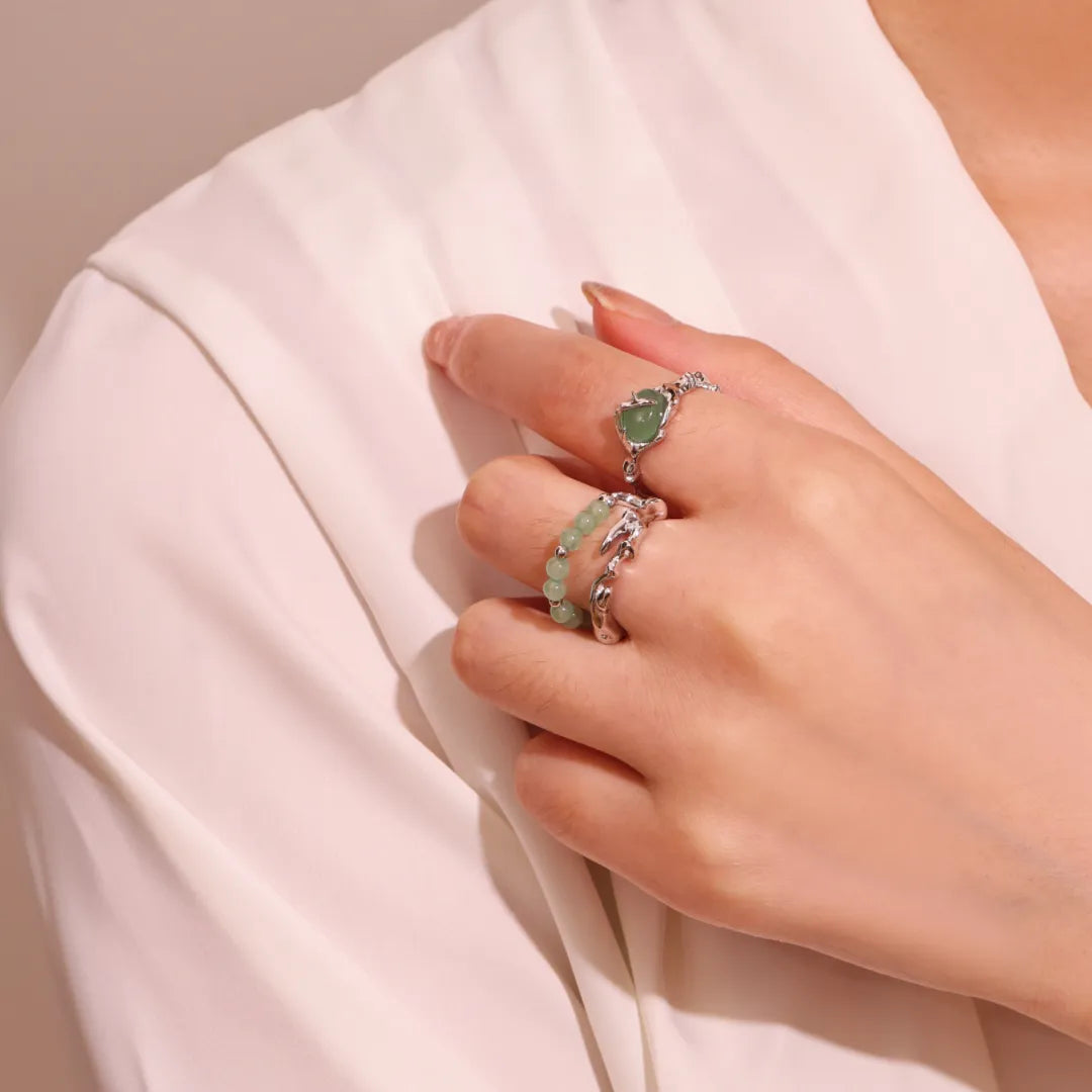 Aventurine Ring "Natural Serenity" Silver