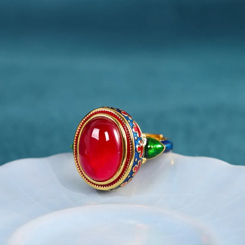 Carnelian Ring – Splendor, Gold Plated Silver