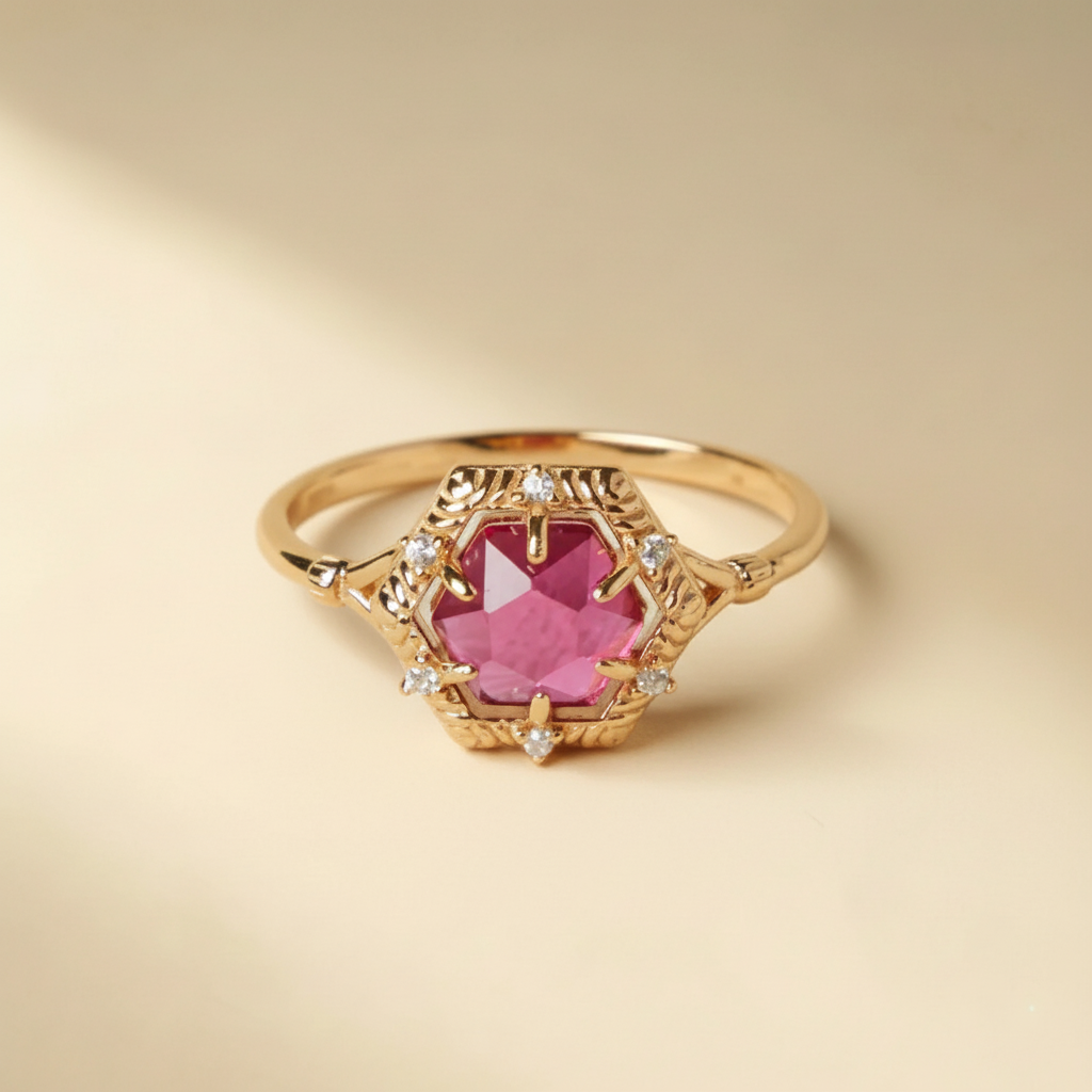 Bague Cornaline "Charm de Vitalité" Argent Doré Or