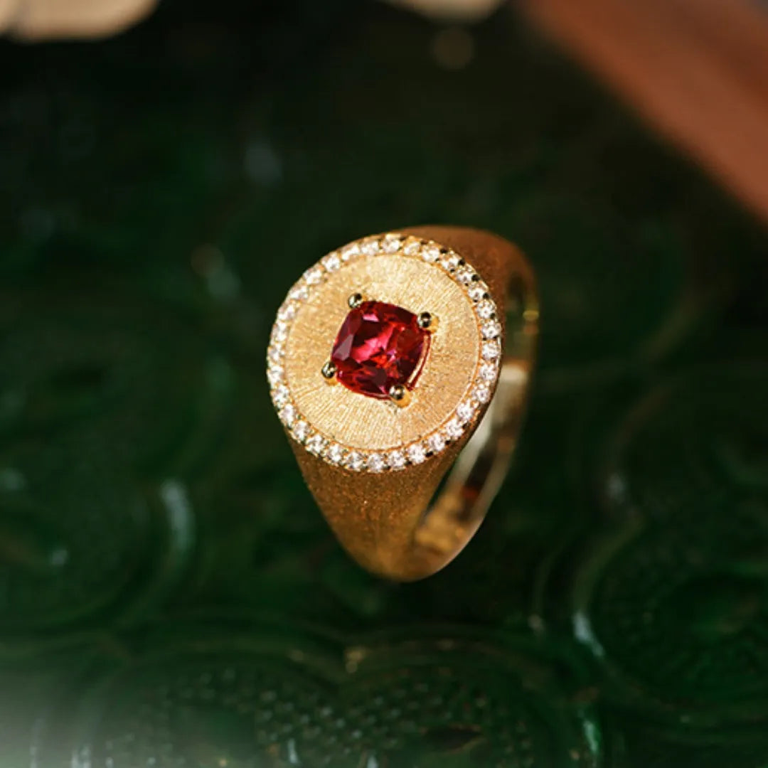 Carnelian Ring "Vital Energy" Gold-Plated Silver