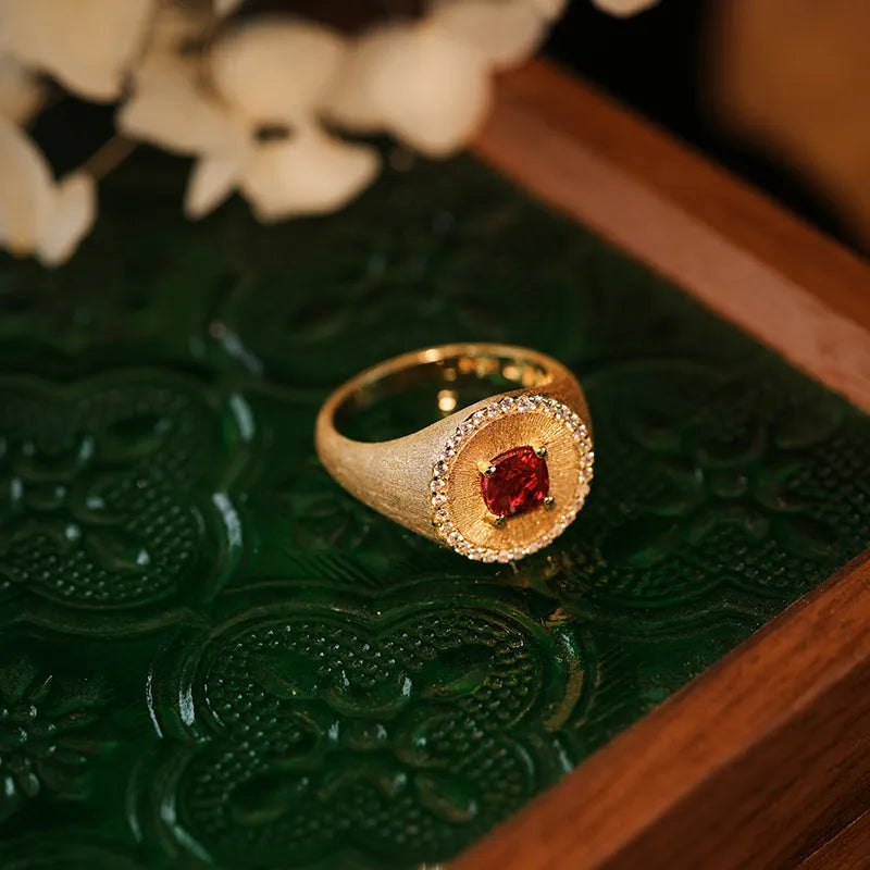 Carnelian Ring "Vital Energy" Gold-Plated Silver