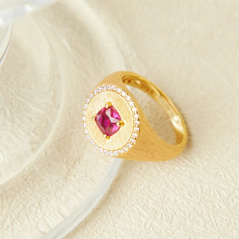 Carnelian Ring "Vital Energy" Gold-Plated Silver