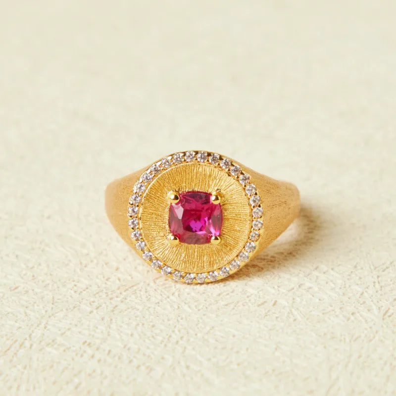 Carnelian Ring "Vital Energy" Gold-Plated Silver