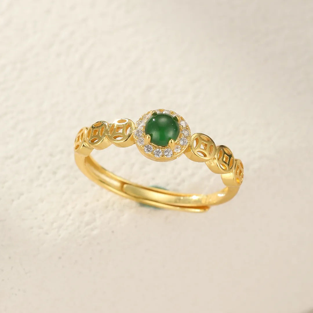 Jade Ring "Refined Clarity" Gold-Plated Silver