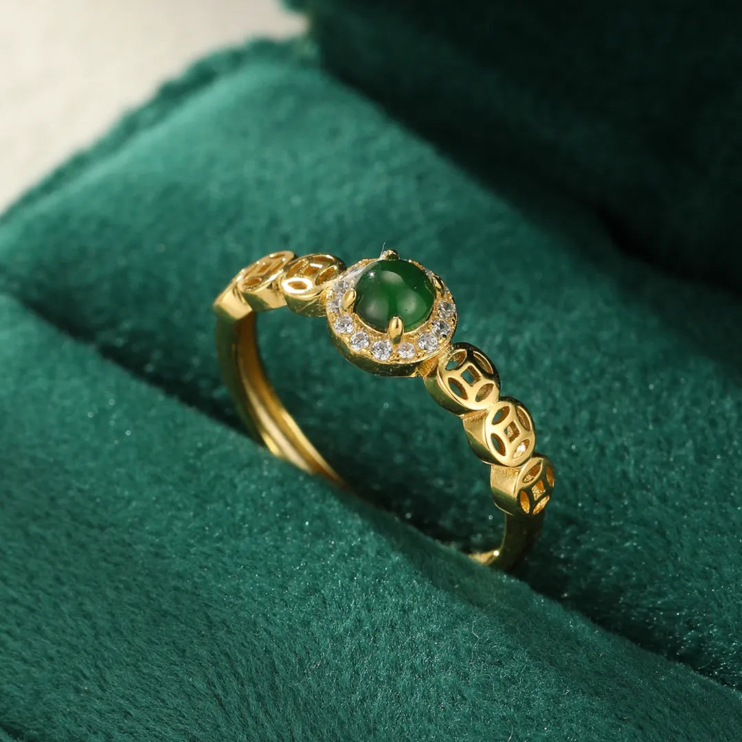 Jade Ring "Refined Clarity" Gold-Plated Silver