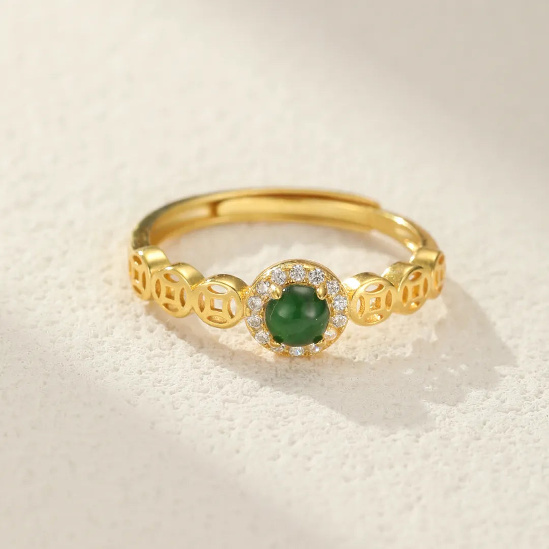 Jade Ring "Refined Clarity" Gold-Plated Silver