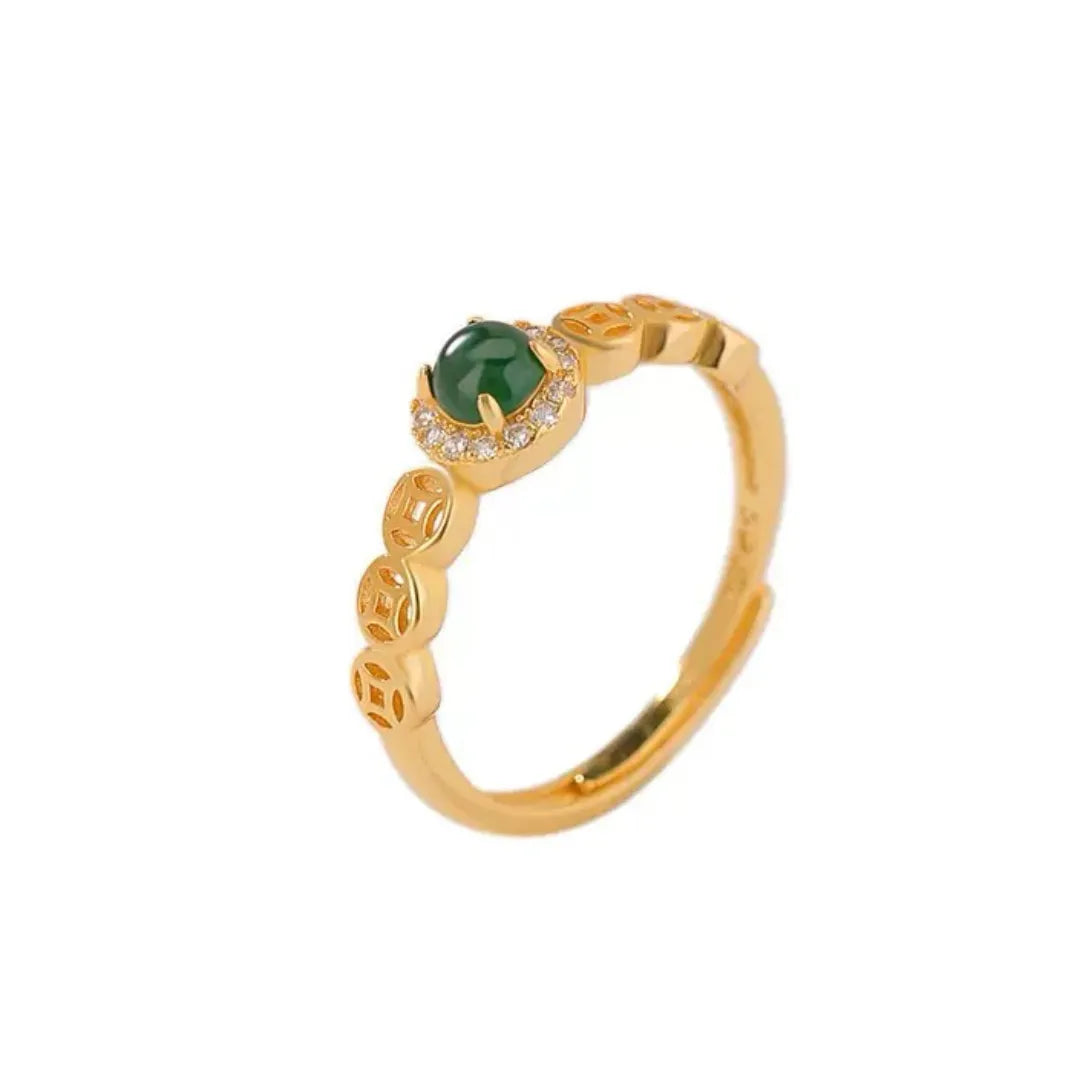 Jade Ring "Refined Clarity" Gold-Plated Silver