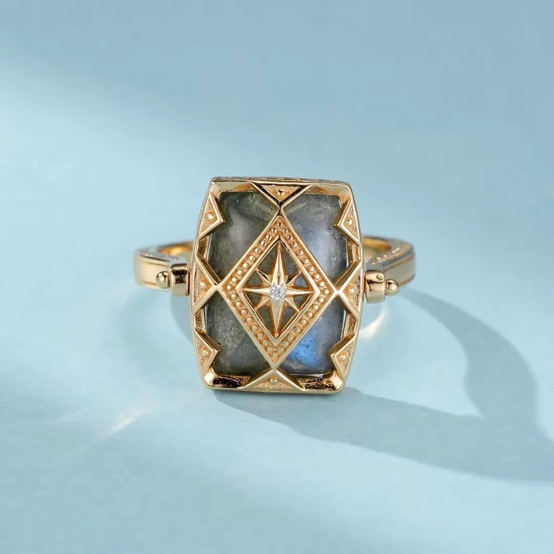 Labradorite Ring "Mysterious Sparkle" Gold-Plated Silver