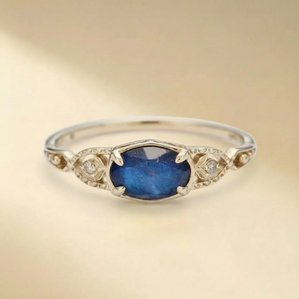 Bague Labradorite et Lapis Lazuli "Rêve Astral" Argent Doré Or