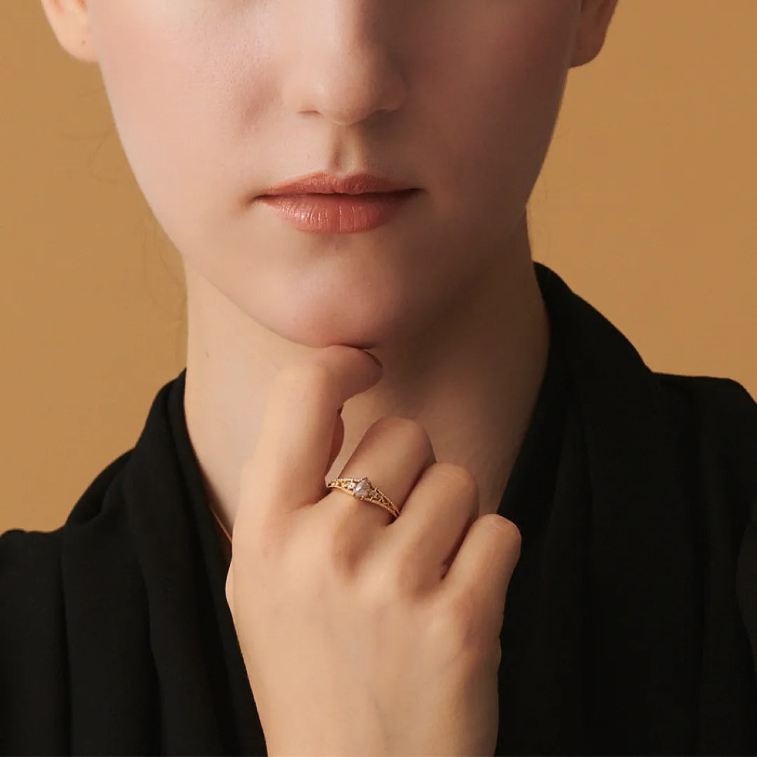 Bague Labradorite "Lumière Impériale" Argent Doré Or 10K