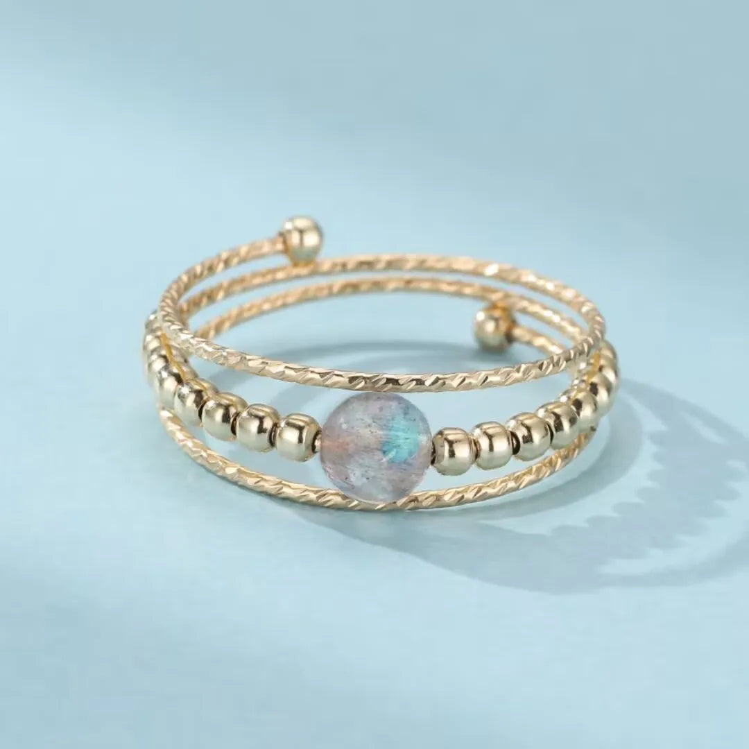 Labradorite Ring "Charming Planet" Gold