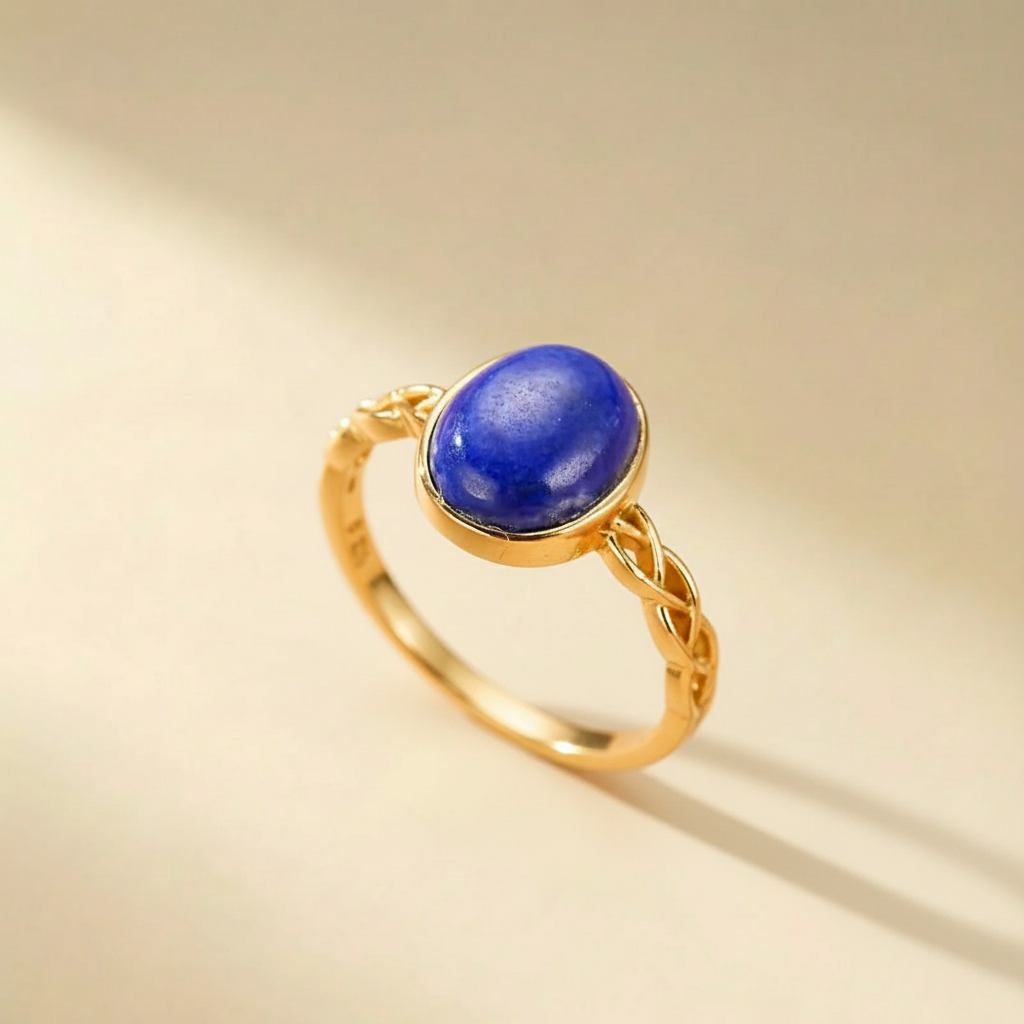 Lapis Lazuli Ring "Discreet Elegance" Gold-Plated 18K Gold Silver
