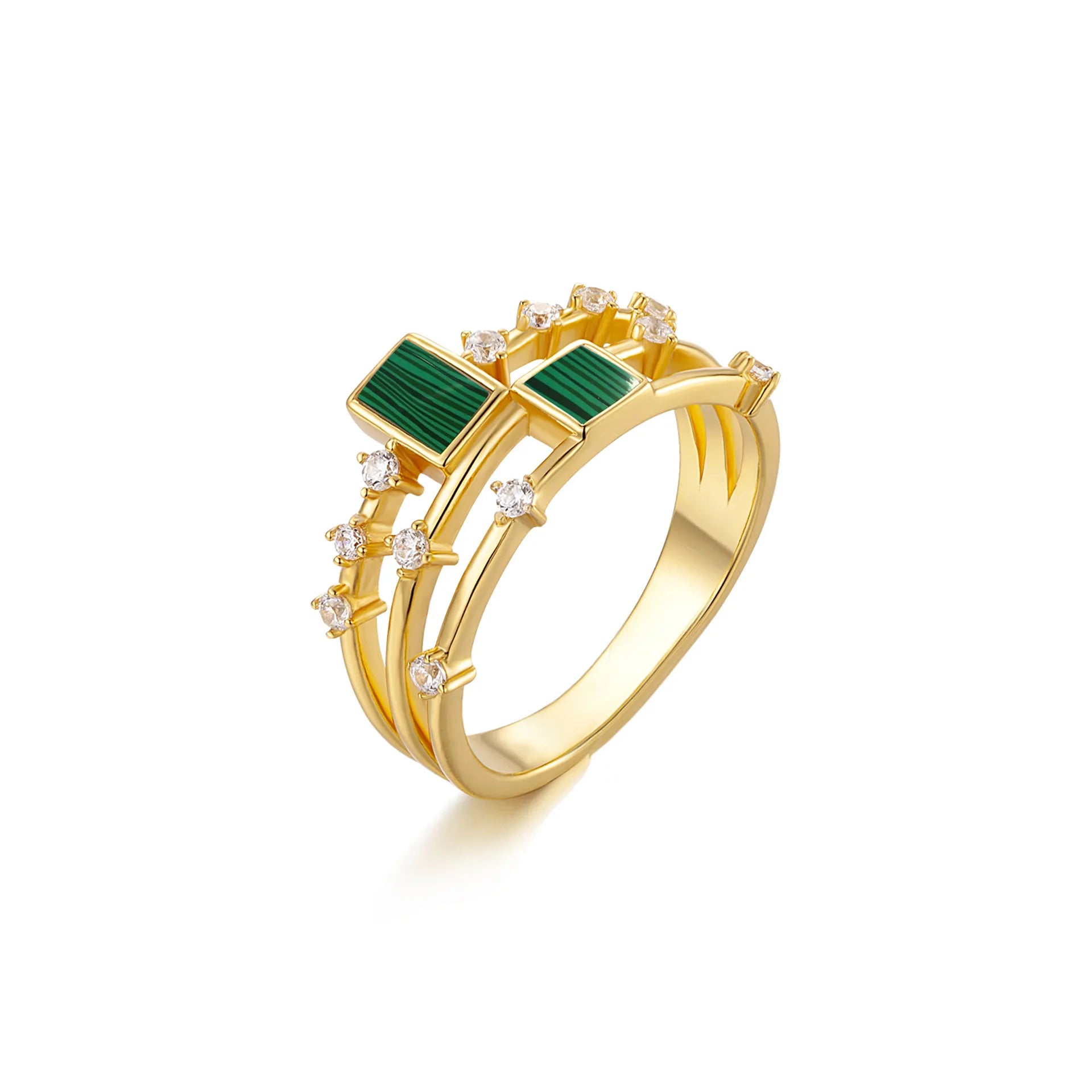 Lapis Lazuli or Malachite Ring "Elegant Beauty" Gold-Plated Silver