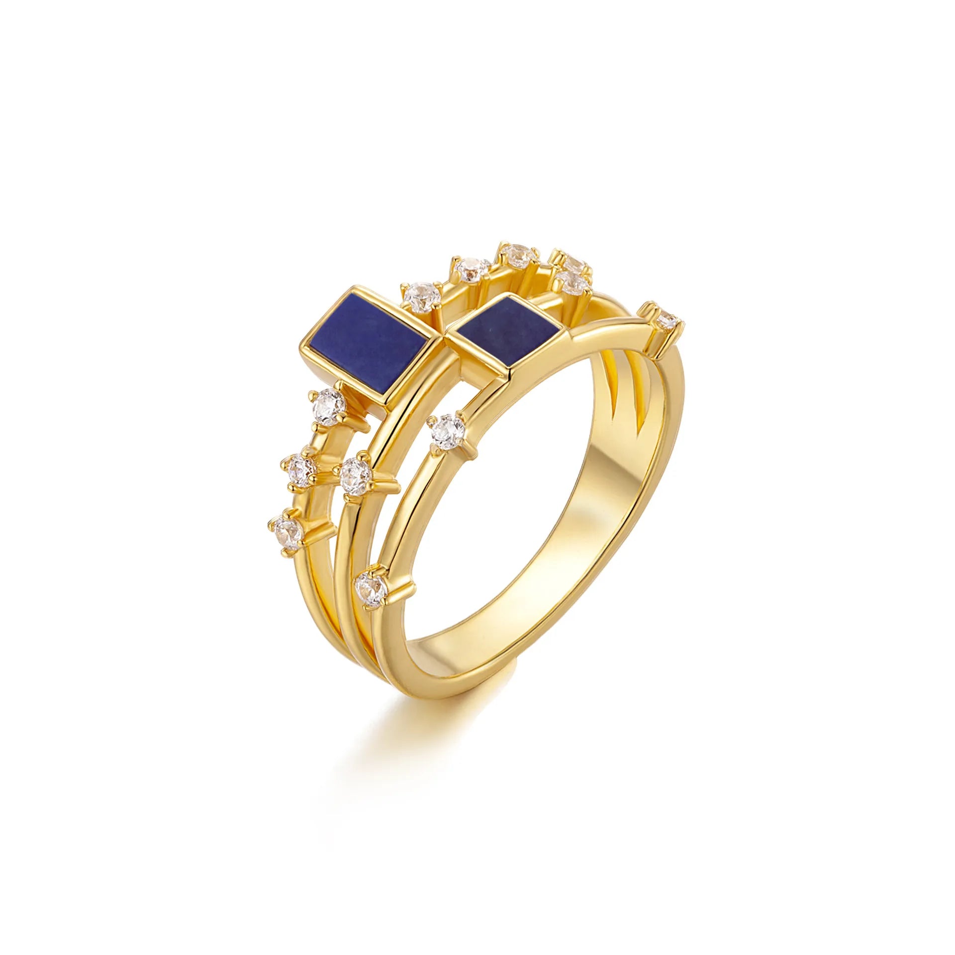 Lapis Lazuli or Malachite Ring "Elegant Beauty" Gold-Plated Silver