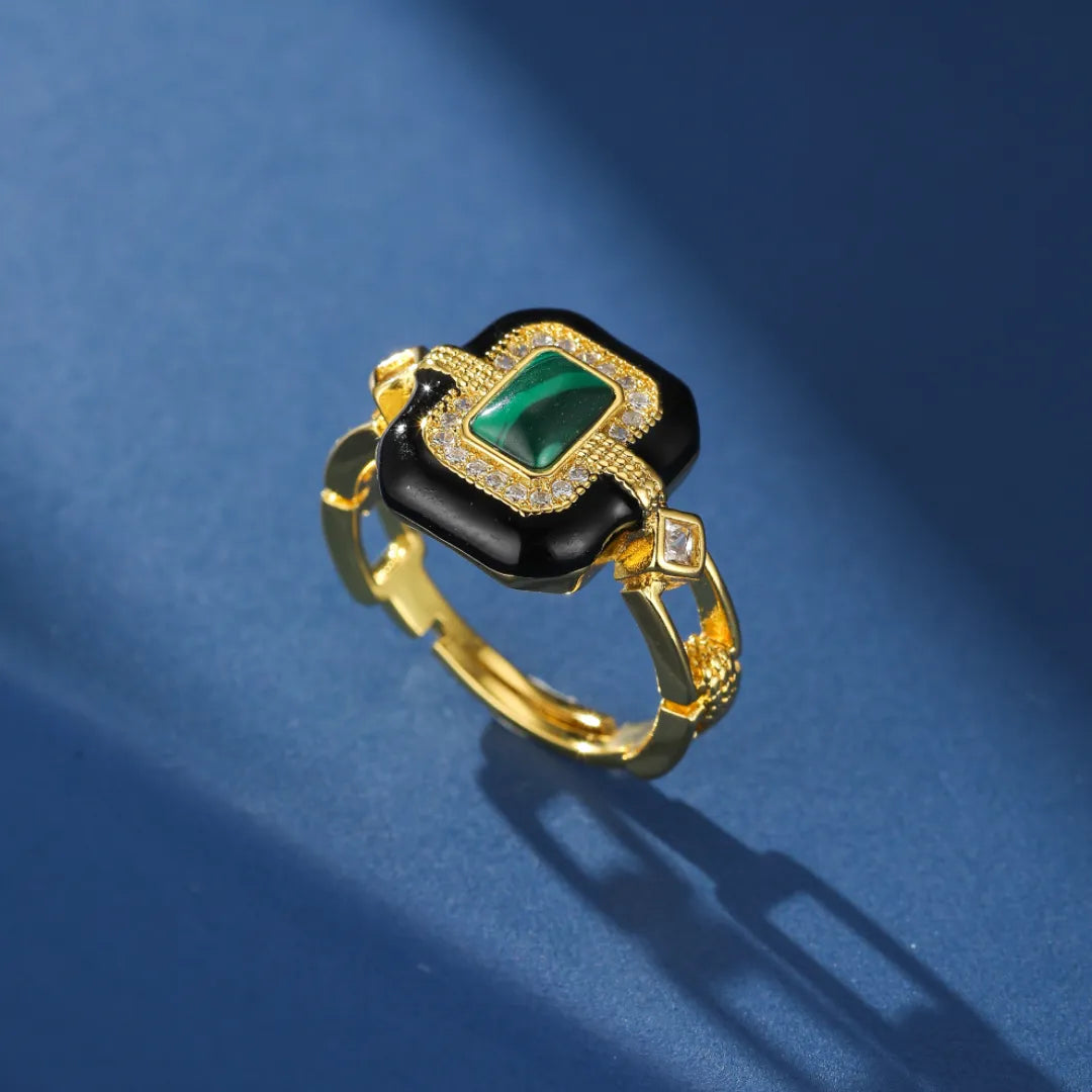 Malachite Ring "Nocturnal Dawn" Gold