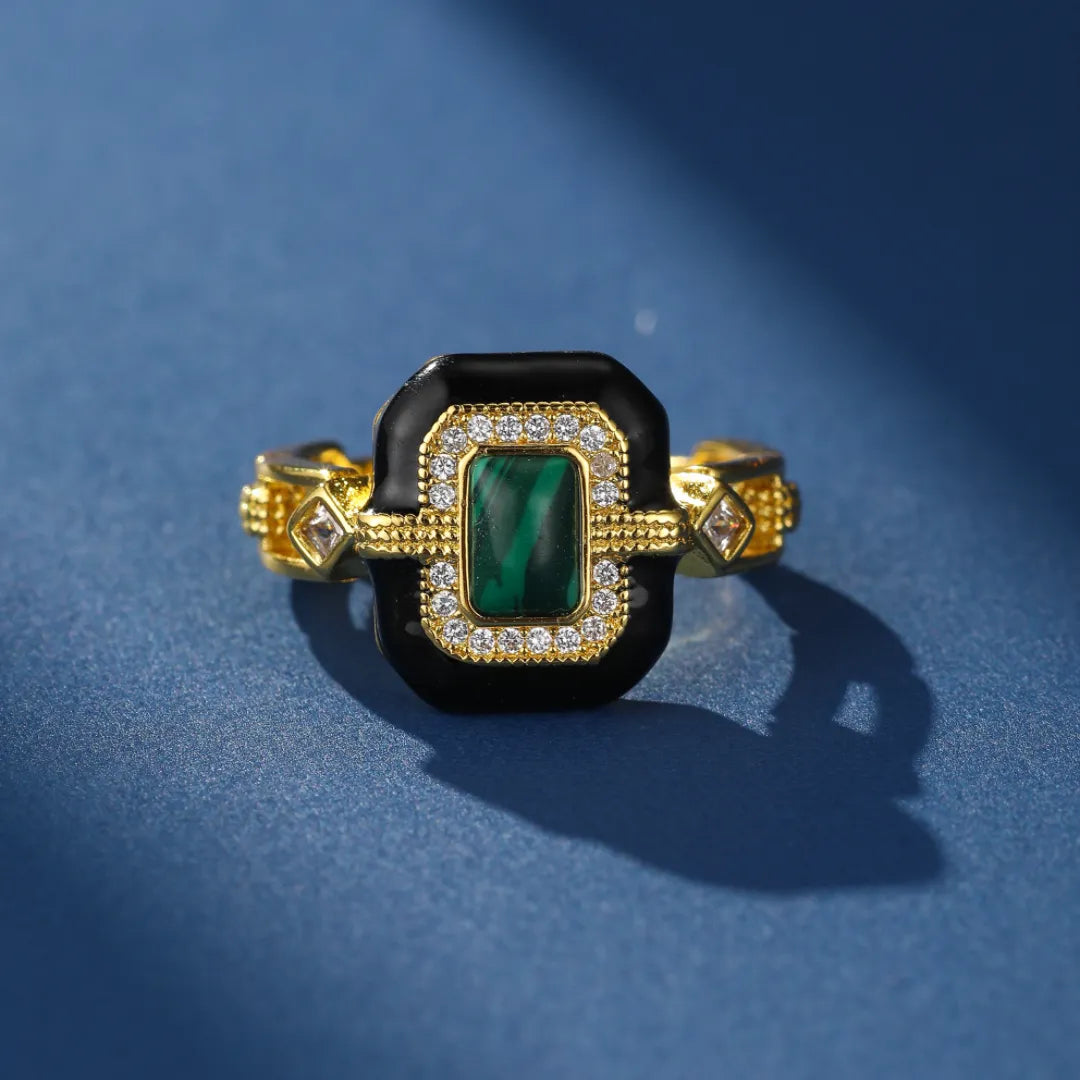 Malachite Ring "Nocturnal Dawn" Gold