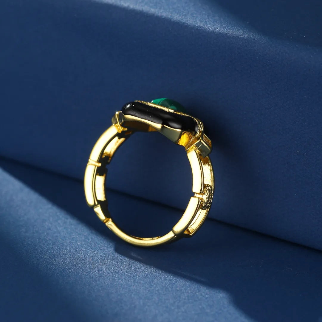 Malachite Ring "Nocturnal Dawn" Gold