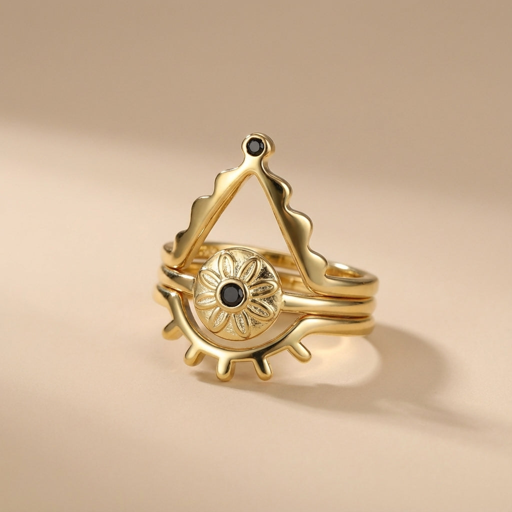 Bague Mauvais Œil "Œil du Soleil" Argent Doré Or