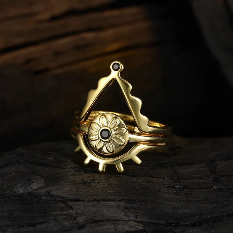 Gold-plated Silver "Sun Eye" Evil Eye Ring