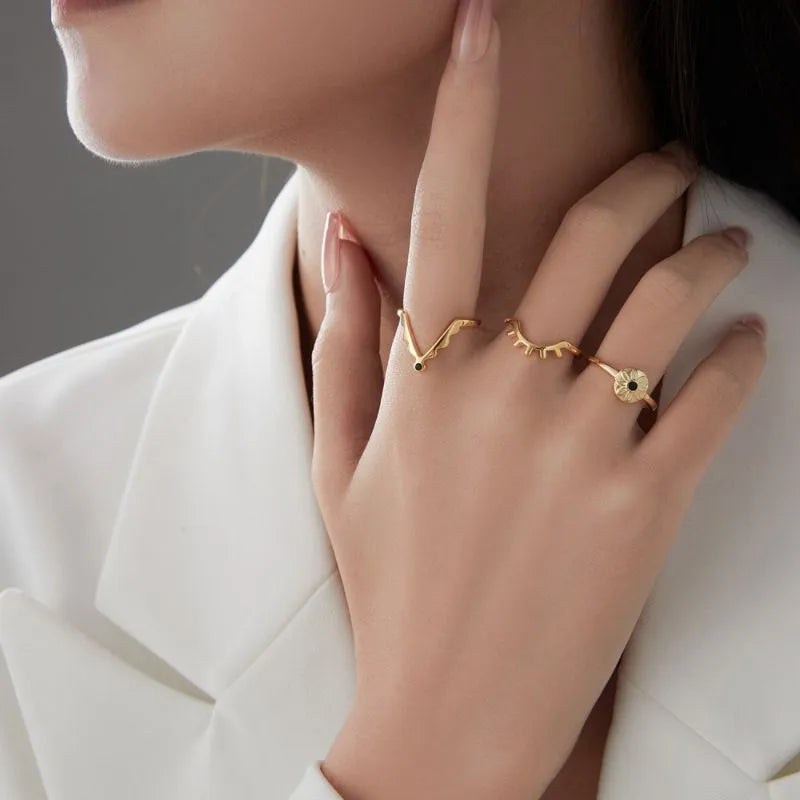 Gold-plated Silver "Sun Eye" Evil Eye Ring