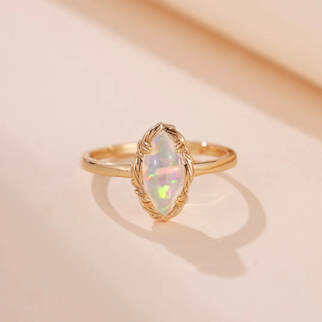 Opal Ring "Enchanting Aura" Gold-Plated Silver